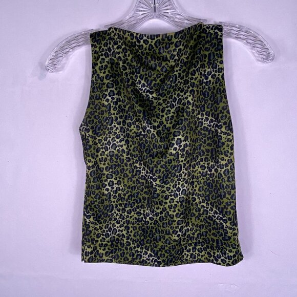 Vintage Leopard High Neck Sleeveless Top Green - Picture 6 of 6